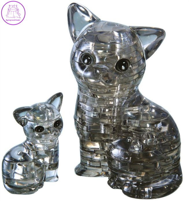 HCM KINZEL 3D Crystal puzzle Kočka s koťátkem 49 dílků