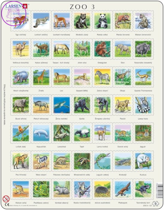 LARSEN Puzzle Zvířata světa (ZOO 3) 49 dílků