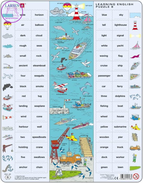 LARSEN Puzzle Angličtina 8: Na moři 64 dílků