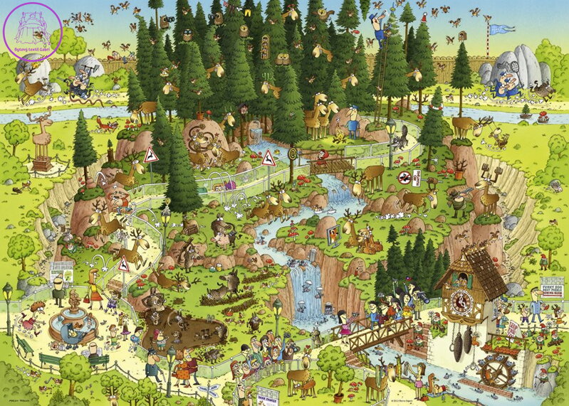 HEYE Puzzle Šílená ZOO: Expozice Černý les 1000 dílků HEYE Puzzle Šílená ZOO: Expozice Černý les 1000 dílků