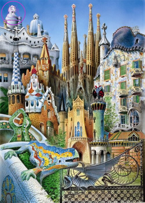 EDUCA Miniaturní puzzle Koláž z díla A.Gaudí 1000 dílků EDUCA Miniaturní puzzle Koláž z díla A.Gaudí 1000 dílků