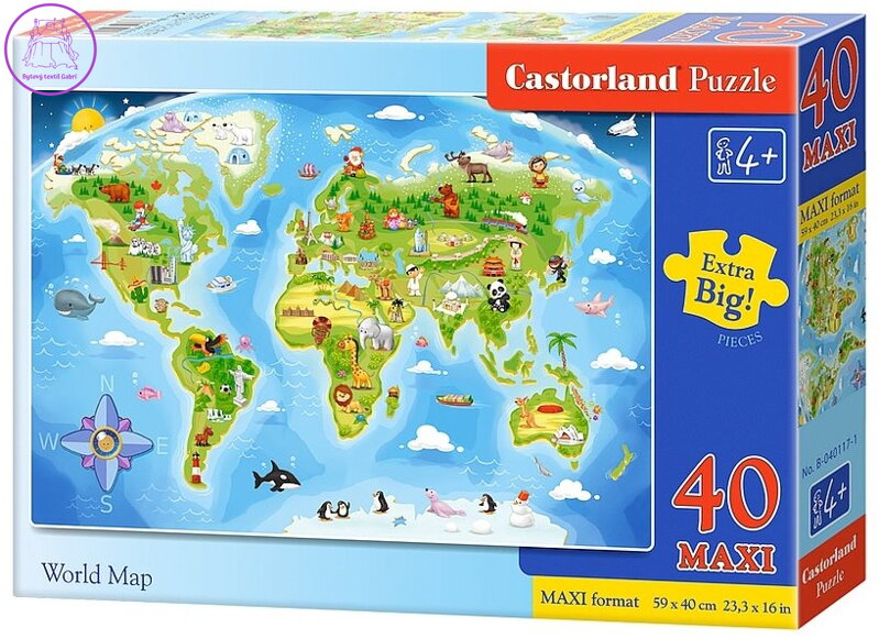 CASTORLAND Puzzle Obrázková mapa světa MAXI 40 dílků