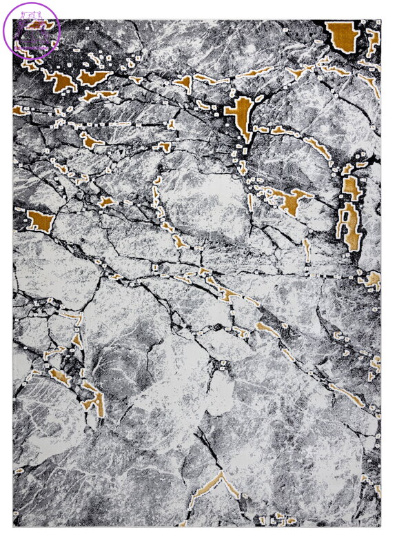 Kusový koberec Gloss 528A 58 3D mramor ivory/black