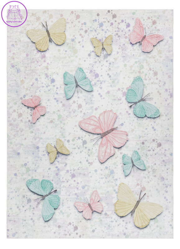 Dětský kusový koberec Bambino 1610 Butterflies cream