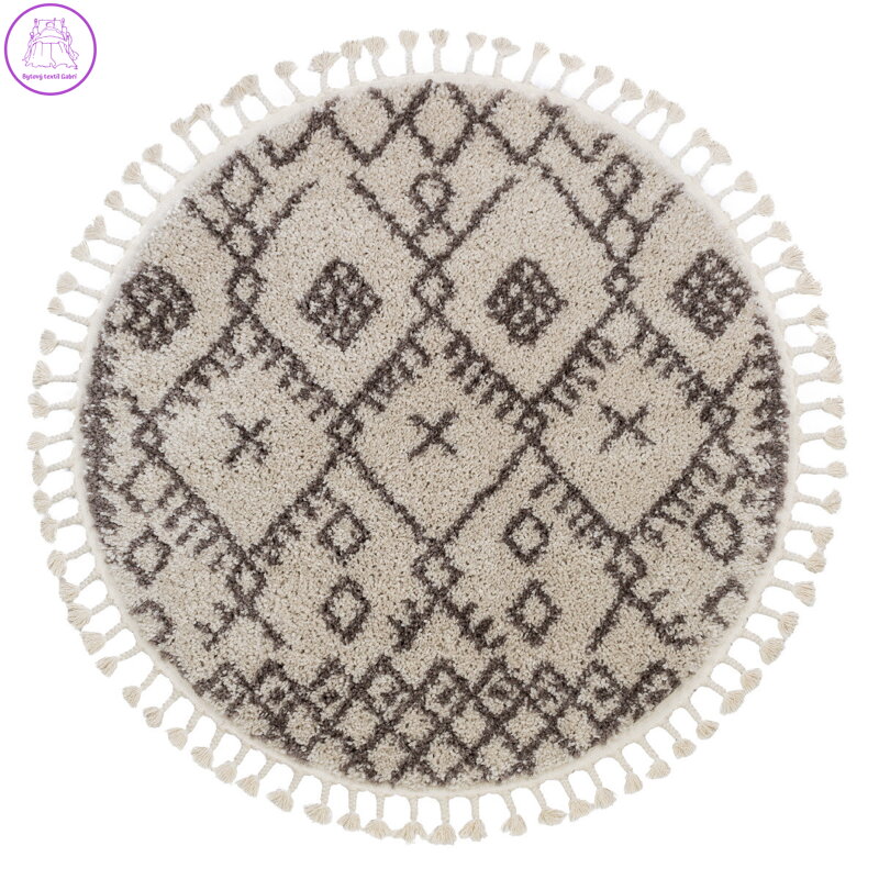 Kusový koberec Berber Tanger B5940 cream and brown kruh