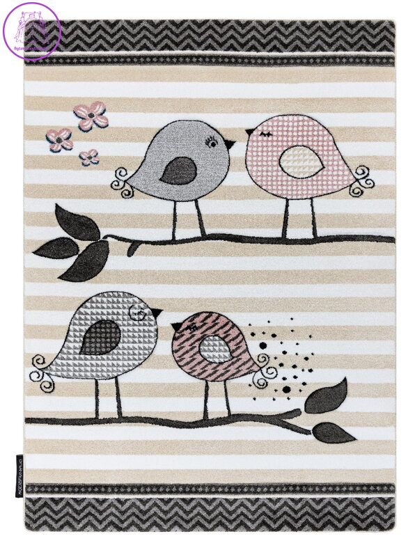 Dětský kusový koberec Petit Birds cream