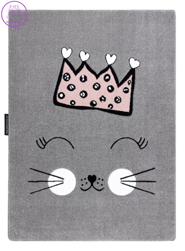 Dětský kusový koberec Petit Cat crown grey