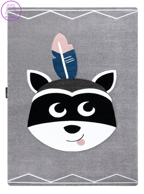 Dětský kusový koberec Petit Raccoon mukki grey