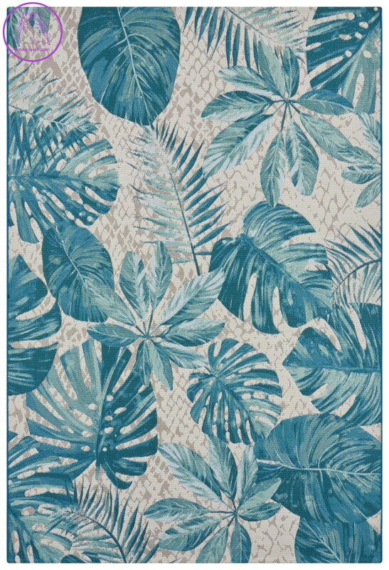 Kusový koberec Flair 105618 Tropical Leaves Turqouise – na ven i na doma