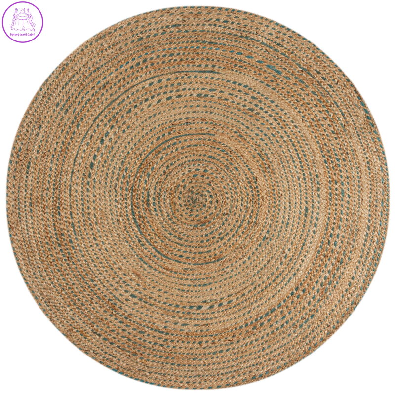 Kusový koberec Capri Jute Natural/Blue kruh
