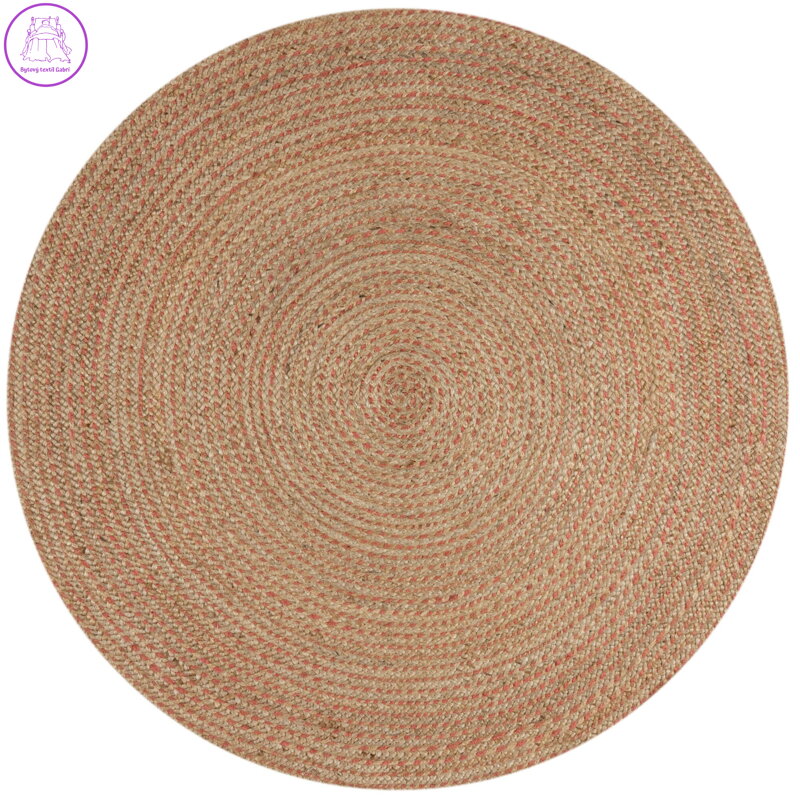 Kusový koberec Capri Jute Natural/Coral kruh