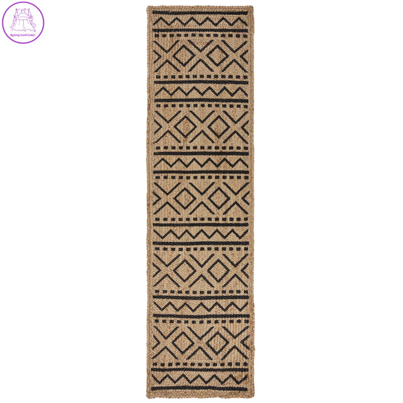 Běhoun Printed Jute Luis Natural/Black
