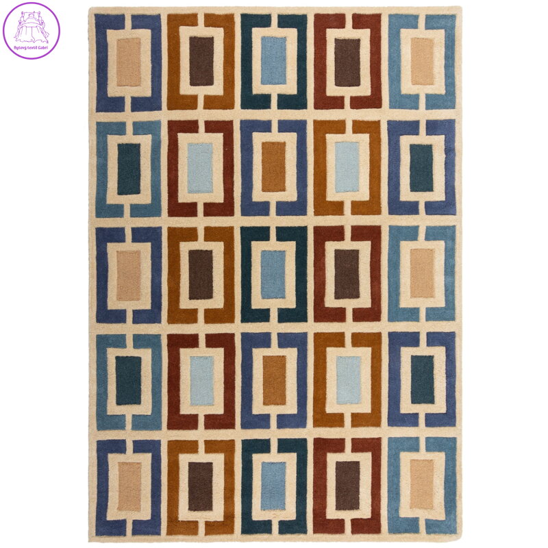Ručně všívaný kusový koberec Illusion Retro Blocks Blue/Multi