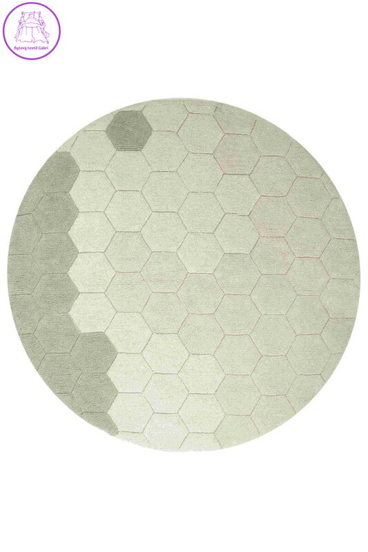 Dětský kusový koberec Honeycomb Blue Sage kruh