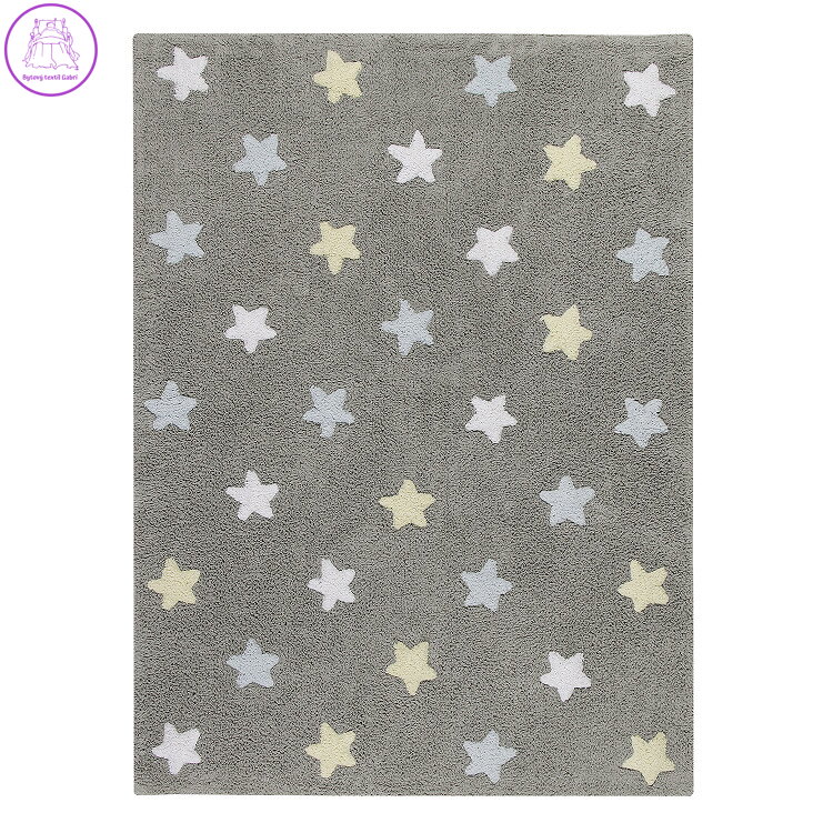 Přírodní koberec, ručně tkaný Tricolor Stars Grey-Blue
