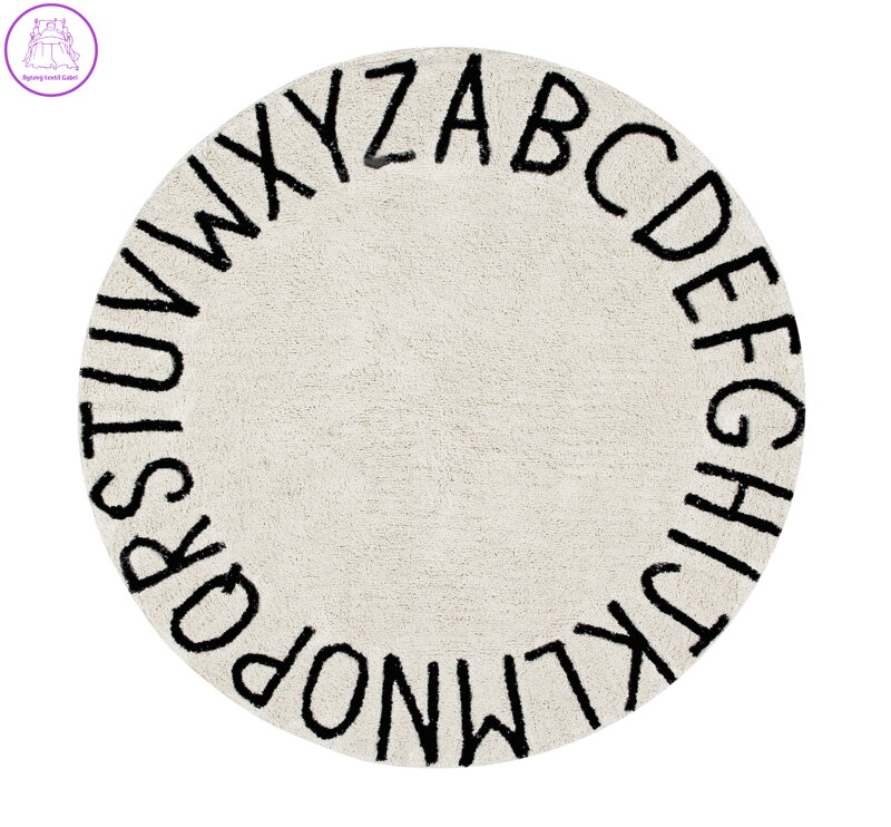Přírodní koberec, ručně tkaný Round ABC Natural-Black