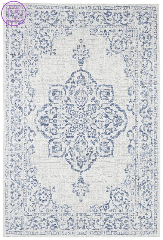 Kusový koberec Beach 103853 Cream/Blue – na ven i na doma