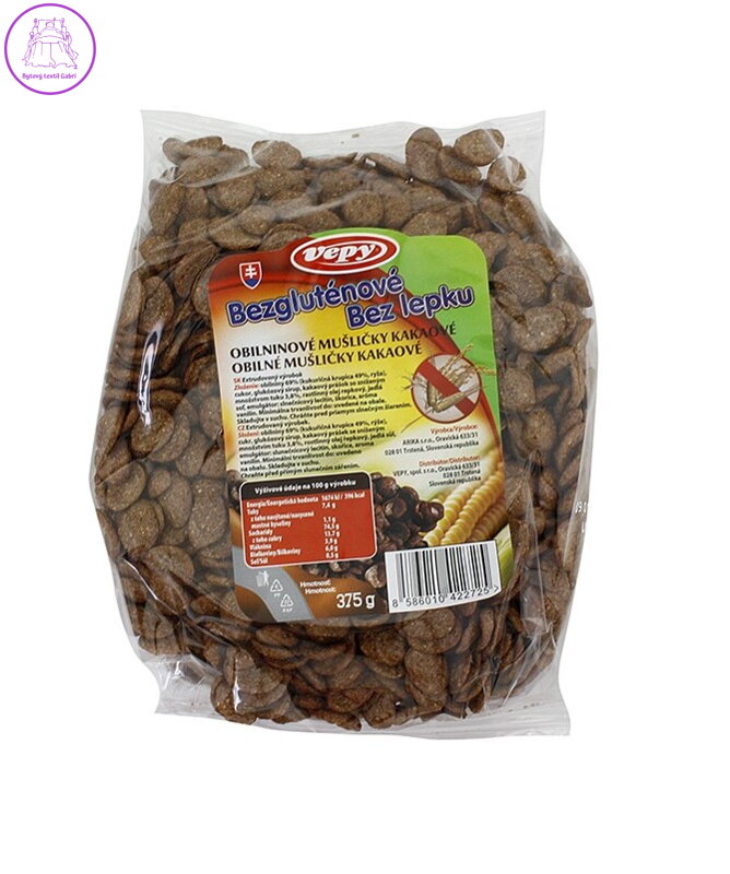 Obilné mušličky KAKAO bzl 375g Vepy 844