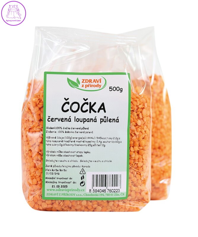 Čočka červená loupaná půlená 500g ZP 2914