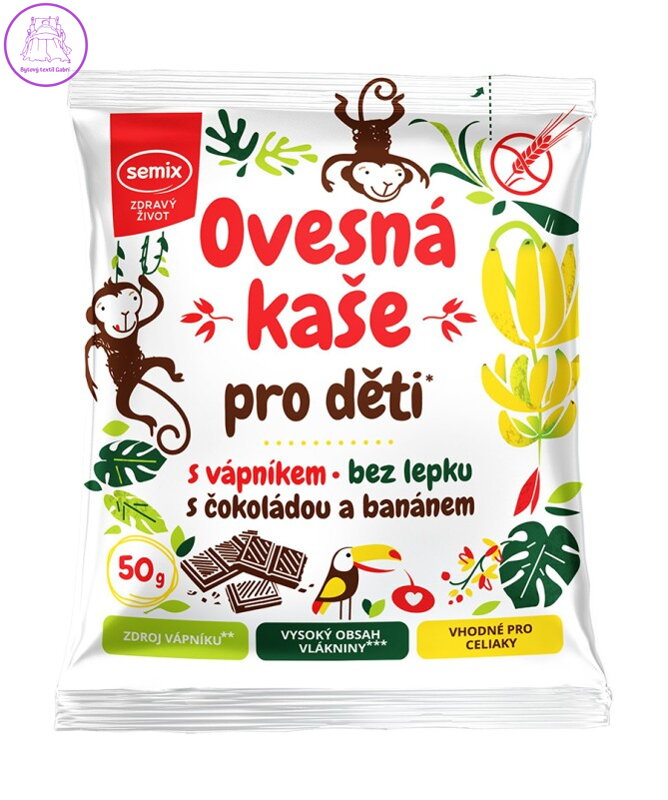 Kaše ovesná pro děti - čokoláda a banán BZL 50g Semix 739