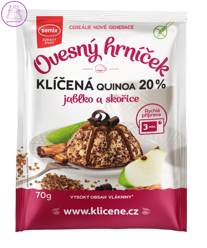 Ovesný hrneček s quinoou, jablky, skořicí BZL 70g  Semix 1080