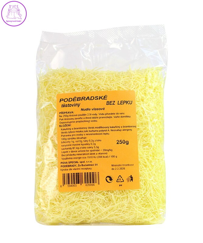 Bezlepkové těstoviny vlasové  250g POVA 2186