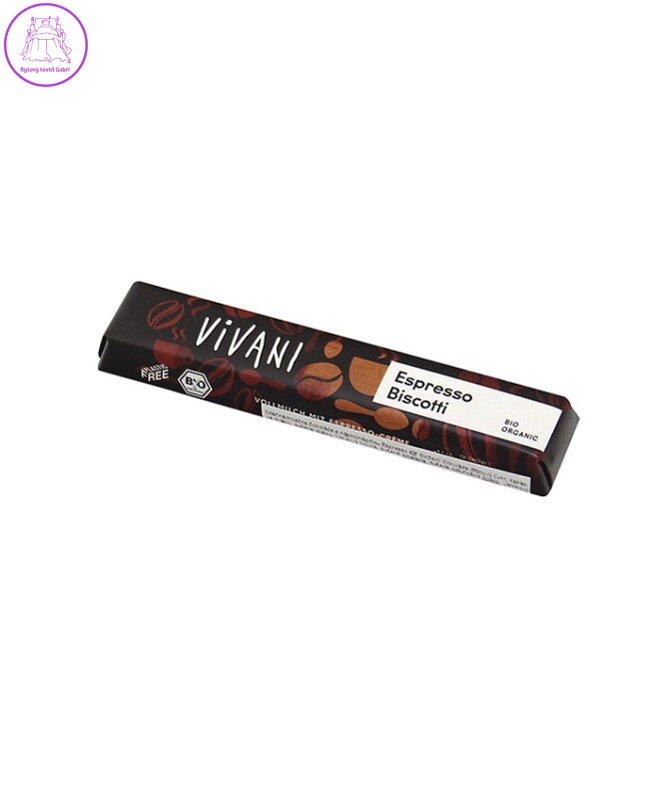 Čokoládová tyčinka mléčná espresso Biscotti 40g Vivani 1217