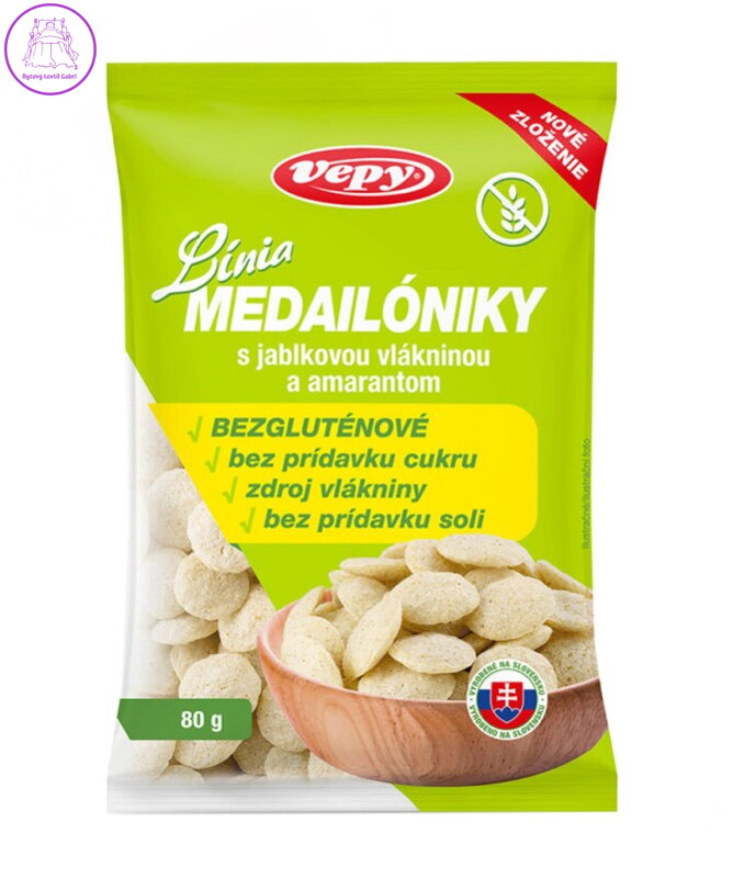 Línia medailónky s jablečnou vlákninou 80g Vepy bez lepku NOVINKA 5726 Línia medailónky s jablečnou vlákninou 80g Vepy bez lepku NOVINKA 5726