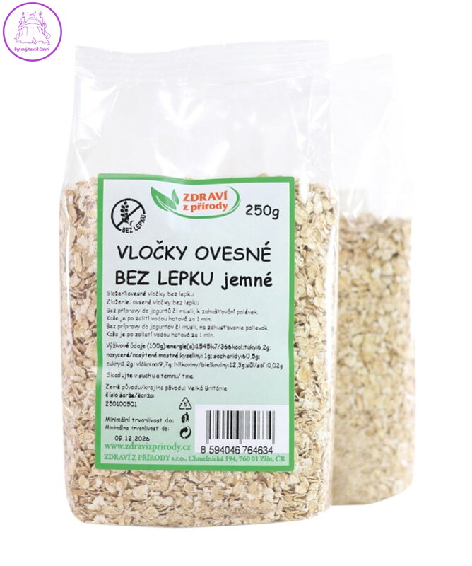 Vločky ovesné BEZ LEPKU jemné 250g ZP 5961