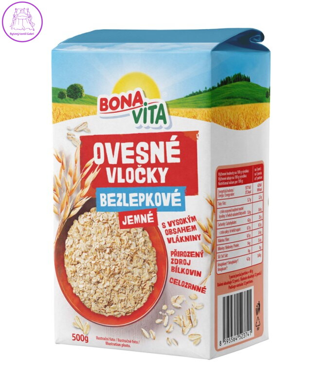 Vločky ovesné BEZ LEPKU jemné 500g Bonavita 6017