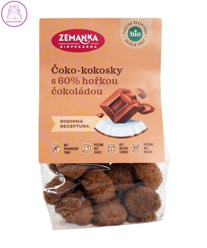 Čoko kokosky s 60% hořkou čokoládou BIO Zemanka NOVINKA 6061