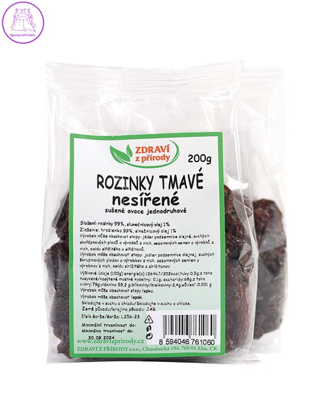 Rozinky tmavé nesířené 200g ZP 2283
