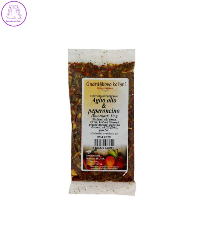 Aglio olio peperoncino 50g Ondráškovo koření 626 Aglio olio peperoncino 50g Ondráškovo koření 626