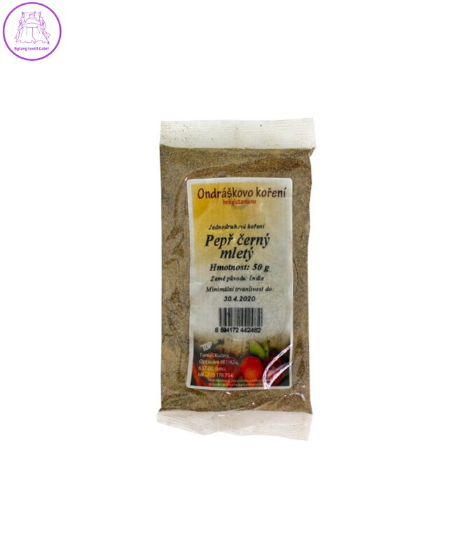 Pepř černý MLETÝ 50g Ondráškovo koření 660 Pepř černý MLETÝ 50g Ondráškovo koření 660