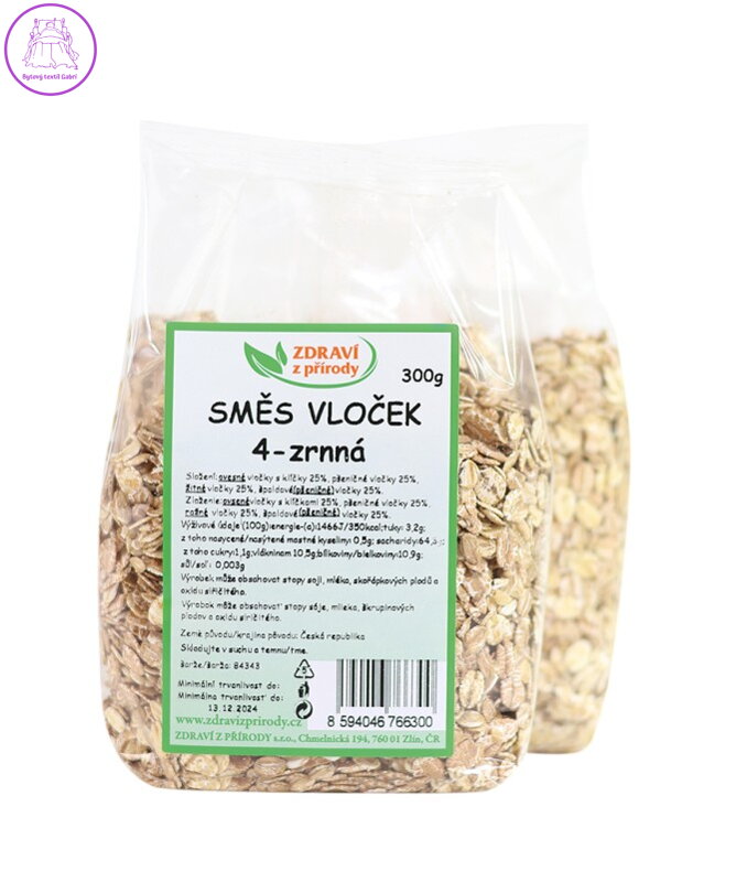 Směs vloček - 4zrnná 300g ZP 1030 Směs vloček - 4zrnná 300g ZP 1030