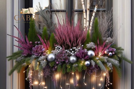 Podzimní a zimní truhlíkové dekorace oken